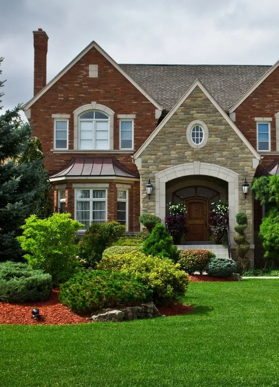 Luxury home front yard landscaping
